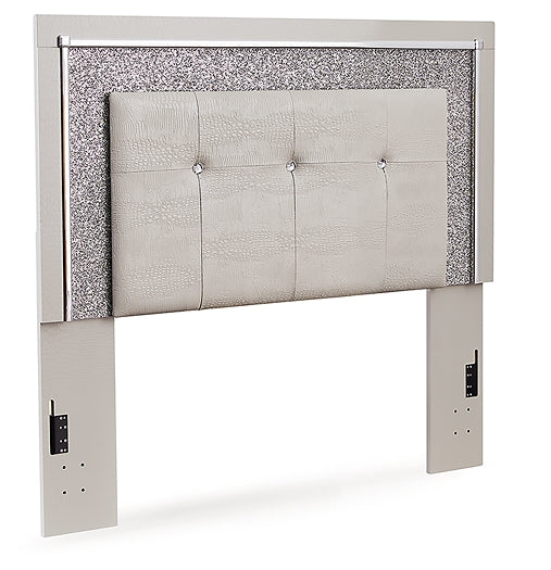 Zyniden Full Upholstered Panel Headboard with Mirrored Dresser and Chest