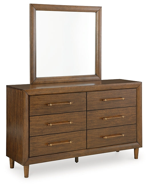 Lyncott King Upholstered Bed with Mirrored Dresser and Chest