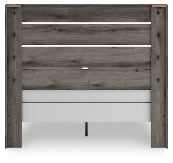 Graystorm Queen Panel Bed with Mirrored Dresser and Chest