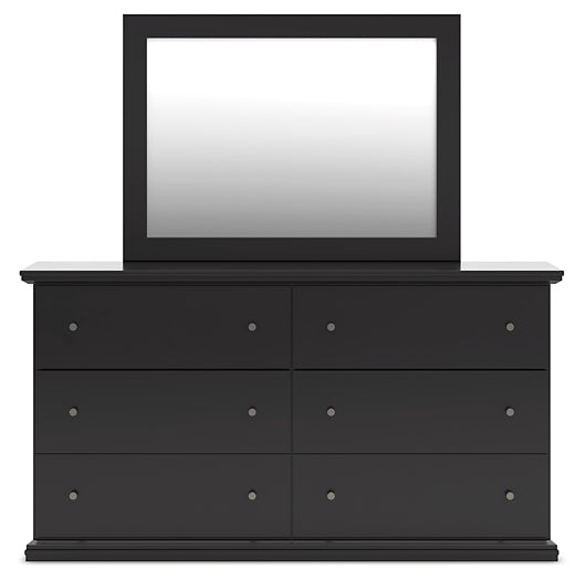 King Panel Bed with Mirrored Dresser and Nightstand