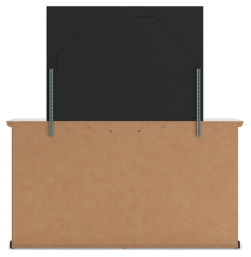 King Panel Bed with Mirrored Dresser