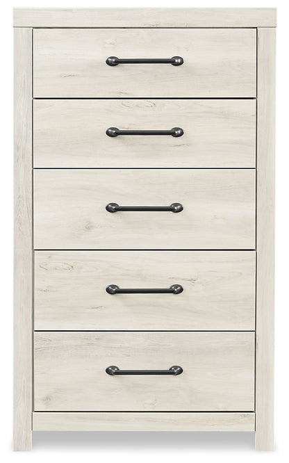 Cambeck Full Panel Bed with 4 Storage Drawers with Mirrored Dresser, Chest and Nightstand