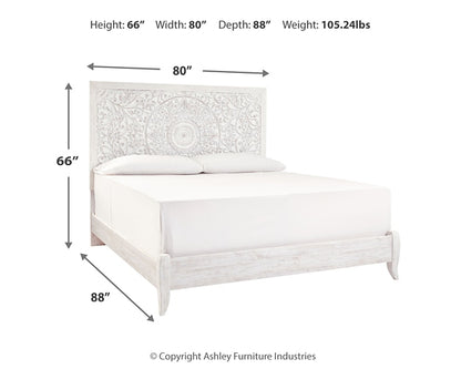 Paxberry King Panel Bed with Mirrored Dresser