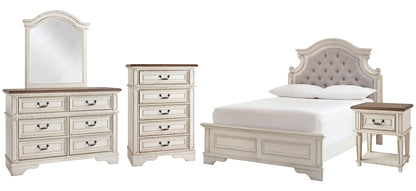 Realyn Full Panel Bed with Mirrored Dresser, Chest and Nightstand
