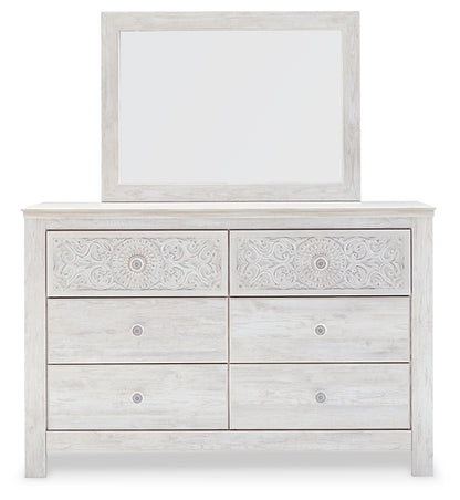 Paxberry Queen Panel Bed with Mirrored Dresser, Chest and Nightstand