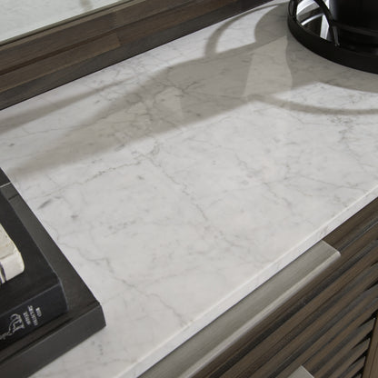 Arkenton King Panel Bed with Mirrored Dresser and Chest