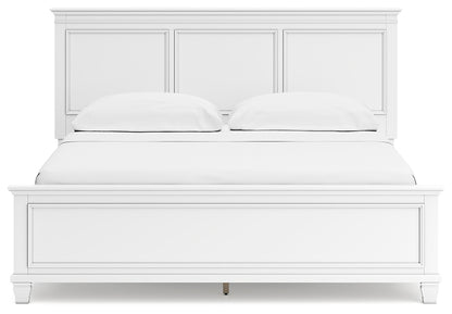 Fortman California King Panel Bed with Mirrored Dresser