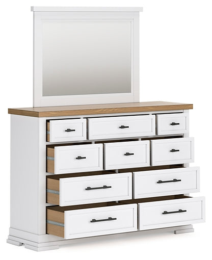 Ashbryn King Panel Storage Bed with Mirrored Dresser, Chest and Nightstand