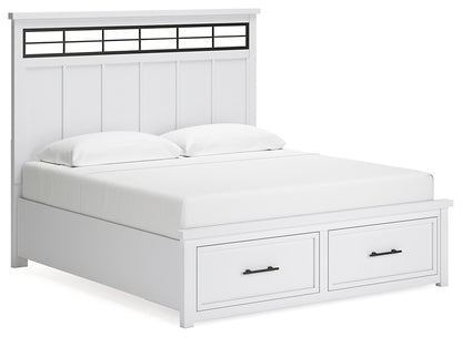 Ashbryn King Panel Storage Bed with Mirrored Dresser and Nightstand