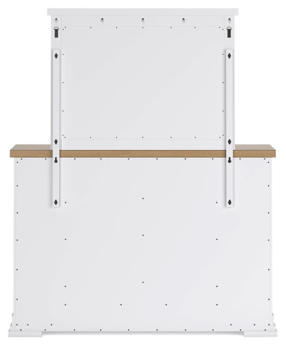 Ashbryn California King Panel Storage Bed with Mirrored Dresser and Nightstand