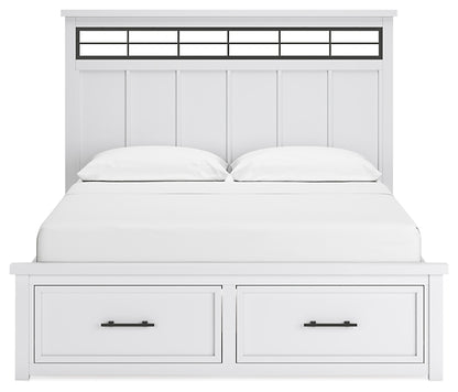 Ashbryn California King Panel Storage Bed with Mirrored Dresser and Nightstand