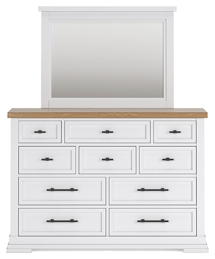 Ashbryn California King Panel Storage Bed with Mirrored Dresser and Chest