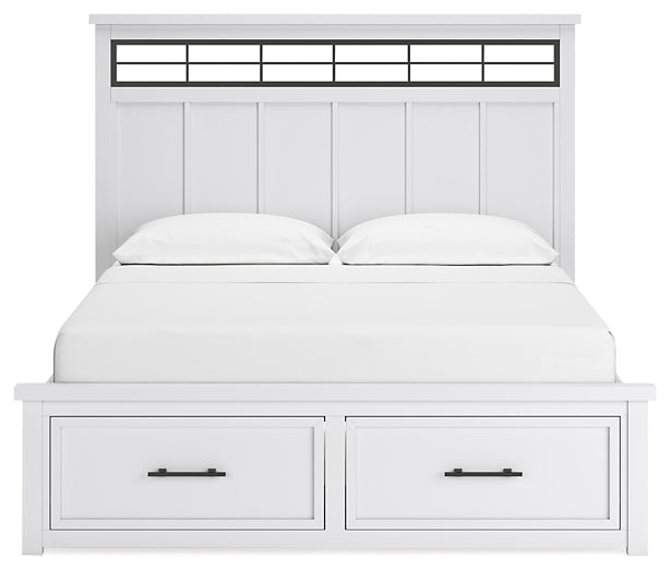 Ashbryn California King Panel Storage Bed with Mirrored Dresser and Chest