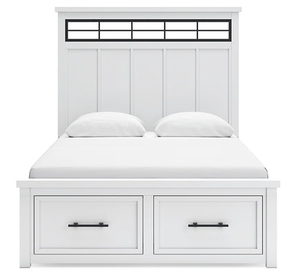 Ashbryn Queen Panel Storage Bed with Mirrored Dresser and Nightstand