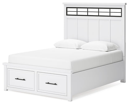 Ashbryn Queen Panel Storage Bed with Mirrored Dresser and Nightstand