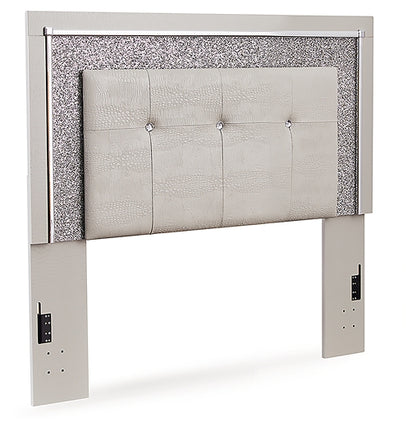 Zyniden Full Upholstered Panel Headboard with Mirrored Dresser, Chest and Nightstand