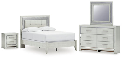 Zyniden Full Upholstered Panel Bed with Mirrored Dresser and Nightstand