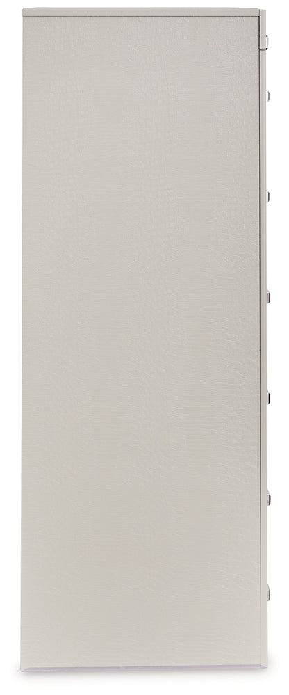 Zyniden Queen Upholstered Panel Headboard with Mirrored Dresser and Chest