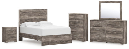 Ralinksi Full Panel Bed with Mirrored Dresser, Chest and Nightstand