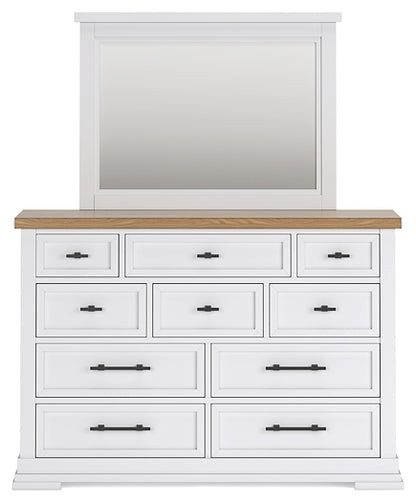 Ashbryn Queen Panel Storage Bed with Mirrored Dresser and Chest