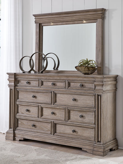 Blairhurst King Panel Bed with Mirrored Dresser, Chest and Nightstand