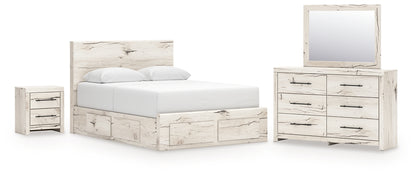 Lawroy Queen Panel Storage Bed with Mirrored Dresser and Nightstand