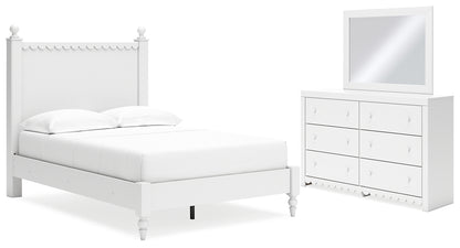 Mollviney Full Panel Bed with Mirrored Dresser