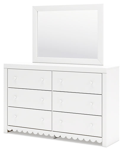 Mollviney Full Panel Headboard with Mirrored Dresser and Nightstand