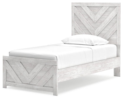 Cayboni Twin Panel Bed with Mirrored Dresser, Chest and Nightstand