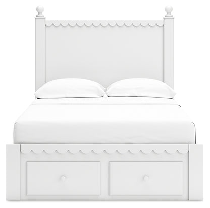 Mollviney Full Panel Storage Bed with Mirrored Dresser