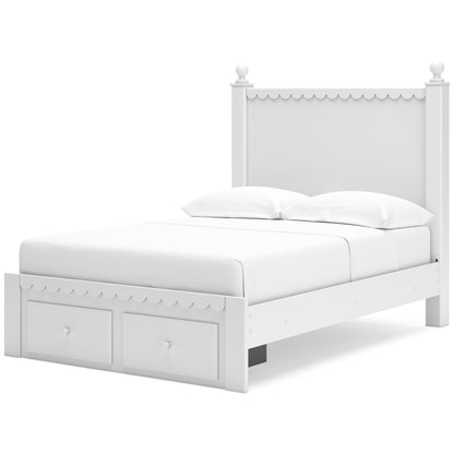 Mollviney Full Panel Storage Bed with Mirrored Dresser and Chest