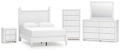 Mollviney Full Panel Bed with Mirrored Dresser, Chest and Nightstand