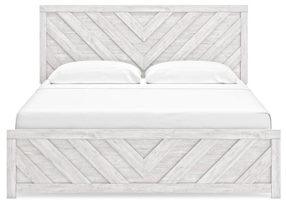 Cayboni King Panel Bed with Mirrored Dresser and Chest