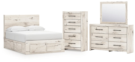Lawroy Full Panel Storage Bed with Mirrored Dresser and Chest