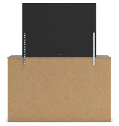 Graystorm King Panel Bed with Mirrored Dresser and Chest