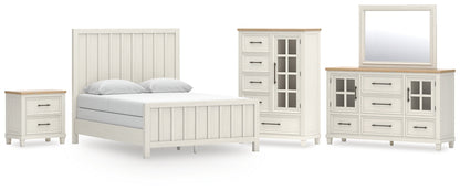 Shaybrock Queen Panel Bed with Mirrored Dresser, Chest and Nightstand