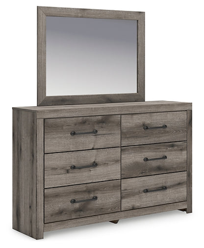 Graystorm Twin Panel Bed with Storage with Mirrored Dresser and Chest