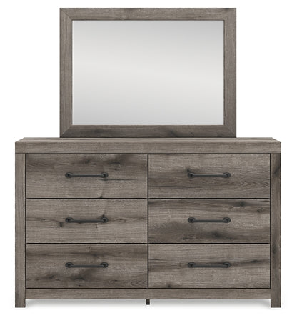 Graystorm Twin Panel Bed with Mirrored Dresser and Chest