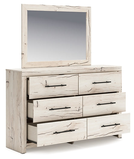 Lawroy Twin Panel Headboard with Mirrored Dresser and Chest