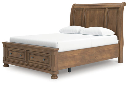 Feddinger Queen Storage Sleigh Bed with Mirrored Dresser