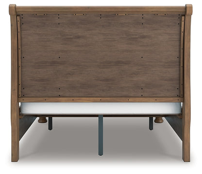 Feddinger Queen Storage Sleigh Bed with Mirrored Dresser