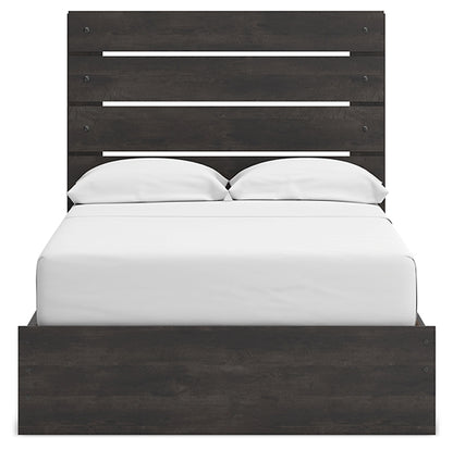 Hollivern Full Panel Bed with Storage with Mirrored Dresser and Nightstand