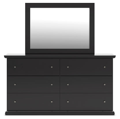 Twin Panel Bed with Mirrored Dresser and Chest