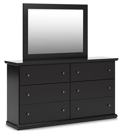 King Panel Bed with Mirrored Dresser and Nightstand
