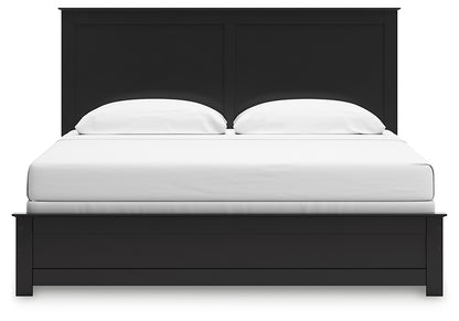 King Panel Bed with Mirrored Dresser and Nightstand