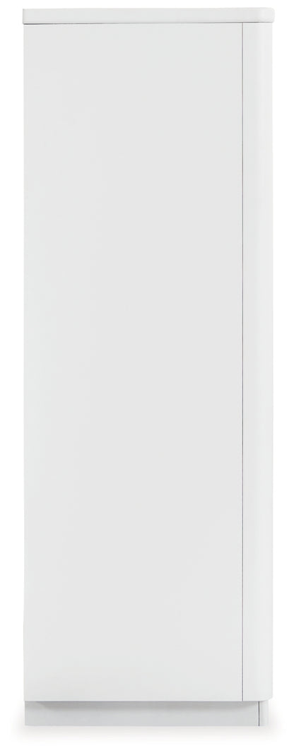 Chalanna California King Upholstered Storage Bed with Mirrored Dresser and Chest