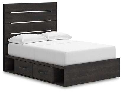 Hollivern Full Panel Bed with Storage with Mirrored Dresser and Nightstand