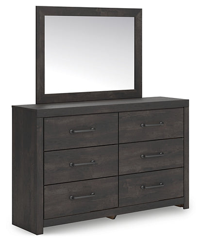 Hollivern Full Panel Bed with Storage with Mirrored Dresser