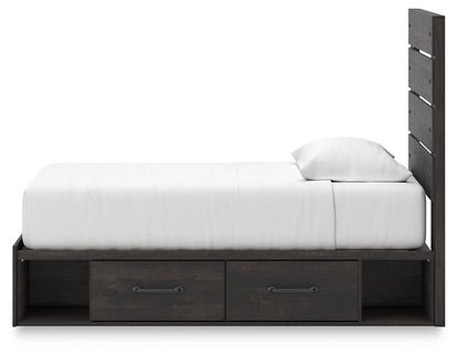 Hollivern Twin Panel Bed with Storage with Mirrored Dresser