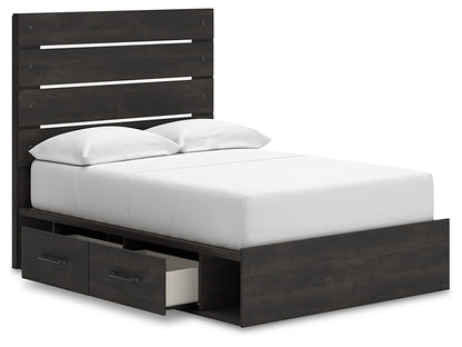Hollivern Full Panel Bed with Storage with Mirrored Dresser, Chest and Nightstand